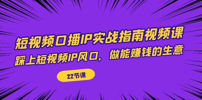 【副业项目7343期】短视频口播IP实战指南视频课，踩上短视频IP风口，做能赚钱的生意（22节课）-副业大全