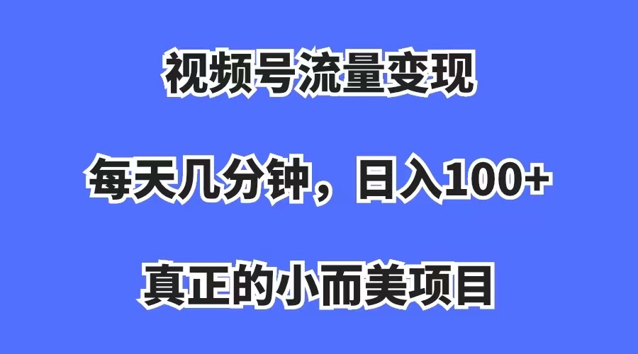 【副业项目7352期】视频号流量变现，每天几分钟，收入100+，真正的小而美项目-副业大全