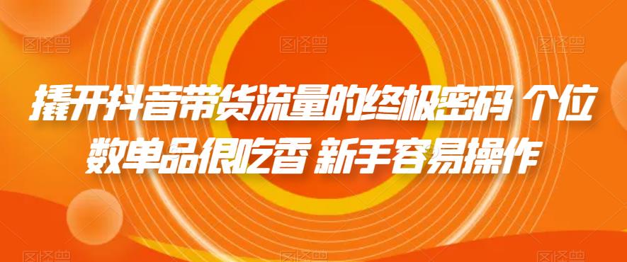 【副业项目7365期】撬开抖音带货流量的终极密码 个位数单品很吃香 新手容易操作-副业大全
