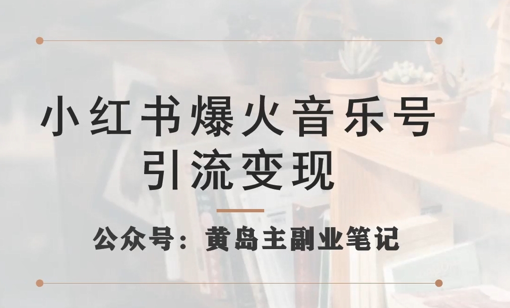 【副业项目7505期】小红书爆火音乐号引流变现项目，视频版一条龙实操玩法分享给你-副业大全