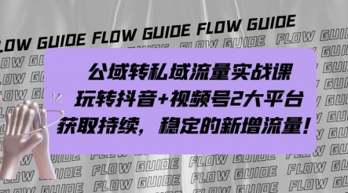 【副业项目7222期】公域转私域流量实战课，玩转抖音+视频号2大平台，获取持续，稳定的新增流量-副业大全