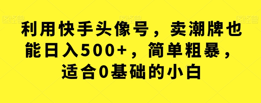 【副业项目7527期】利用快手头像号，卖潮牌也能日入500+，简单粗暴，适合0基础的小白【揭秘】-副业大全