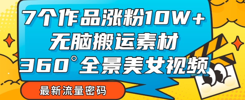 【副业项目7945期】7个作品涨粉10W+，无脑搬运素材，全景美女视频爆款玩法分享【揭秘】-副业大全