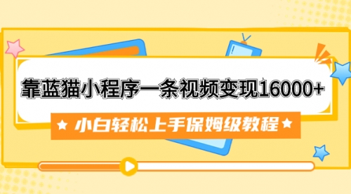 【副业项目7909期】靠蓝猫小程序一条视频变现16000+小白轻松上手保姆级教程（附166G资料素材）-副业大全