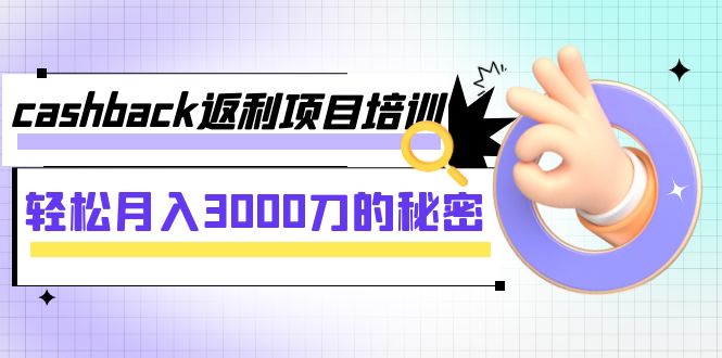 【副业项目8065期】cashback返利项目培训：轻松月入3000刀的秘密-副业大全