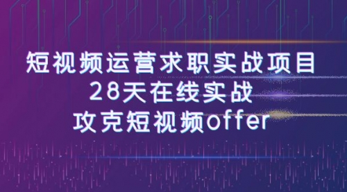 【副业项目8015期】短视频运营求职实战项目，28天在线实战，攻克短视频offer（46节课）-副业大全