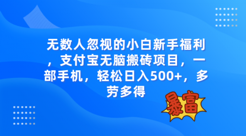 【副业项目8111期】无数人忽视的项目，支付宝无脑搬砖项目，一部手机即可操作，轻松日入500+-副业大全