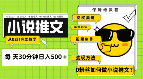 【副业项目8160期】Ai小说推文每天20分钟日入500＋授权渠道-副业大全