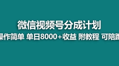 【副业项目8166期】视频号分成计划，单天收益8000+，附玩法教程！可陪跑-副业大全