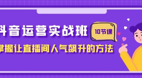【副业项目8216期】抖音运营实战班，掌握让直播间人气飙升的方法（10节课）-副业大全