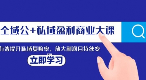 【副业项目8291期】全域公+私域盈利商业大课，有效提升私域复购率，放大利润且持续变现-副业大全