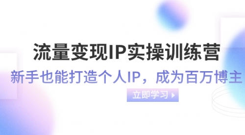 【副业项目8349期】流量变现-IP实操训练营：新手也能打造个人IP，成为百万博主-副业大全