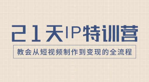 【副业项目8422期】21天IP特训营，教会从短视频制作到变现的全流程-副业大全