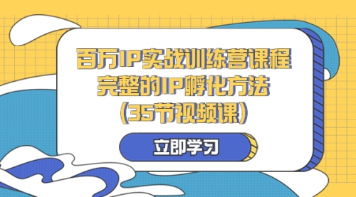 【副业项目8430期】百万IP实战训练营课程，完整的IP孵化方法（35节视频课）-副业大全