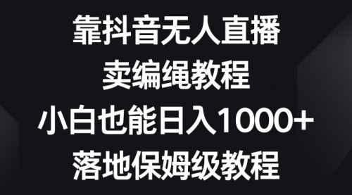 【副业项目8580期】靠抖音无人直播，卖编绳教程，小白也能日入1000+-副业大全