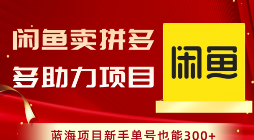 【副业项目8601期】闲鱼卖拼多多助力项目，蓝海项目新手单号也能300+-副业大全
