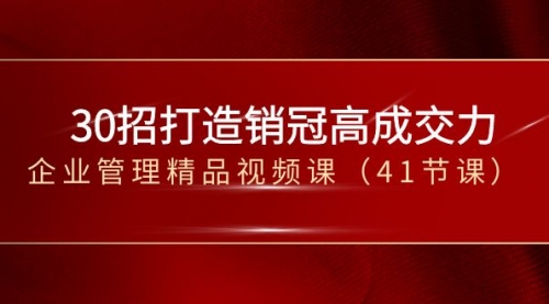【副业项目8634期】30招-打造销冠高成交力-企业管理精品视频课-副业大全