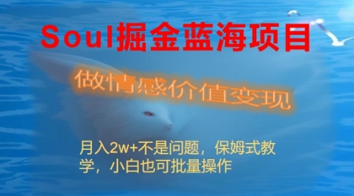 【副业8669期】Soul掘金蓝海项目细分赛道，做情感价值变现，月入2w+不是问题-副业大全