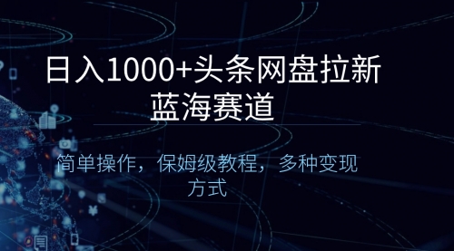 【副业8679期】日入1000+头条网盘拉新蓝海赛道，简单操作，保姆级教程，多种变现方式-副业大全