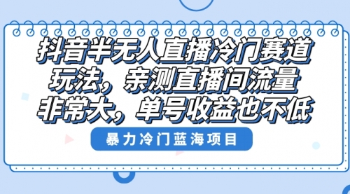 【副业8732期】抖音半无人直播冷门赛道玩法，直播间流量非常大，单号收益也不低！-副业大全