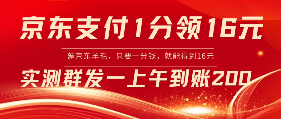 【副业8772期】京东活动：支付1分得16元实操到账200-副业大全