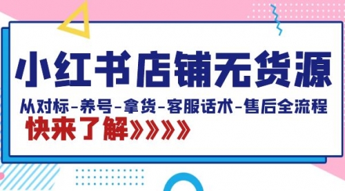 【副业8940期】小红书店铺无货源：从对标-养号-拿货-客服话术-售后全流程（20节课）-副业大全
