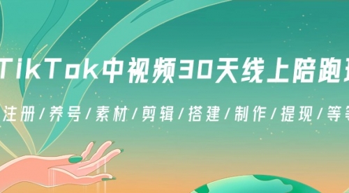 【副业8995期】TikTok中视频-30天线上陪跑班：注册/养号/素材/剪辑/搭建/制作/提现/等-副业大全