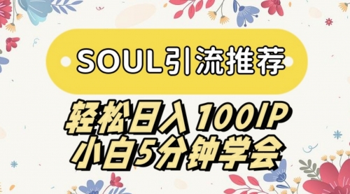 【副业9006期】SOUL引流推荐 轻松日入100IP 小白5分钟学会-副业大全