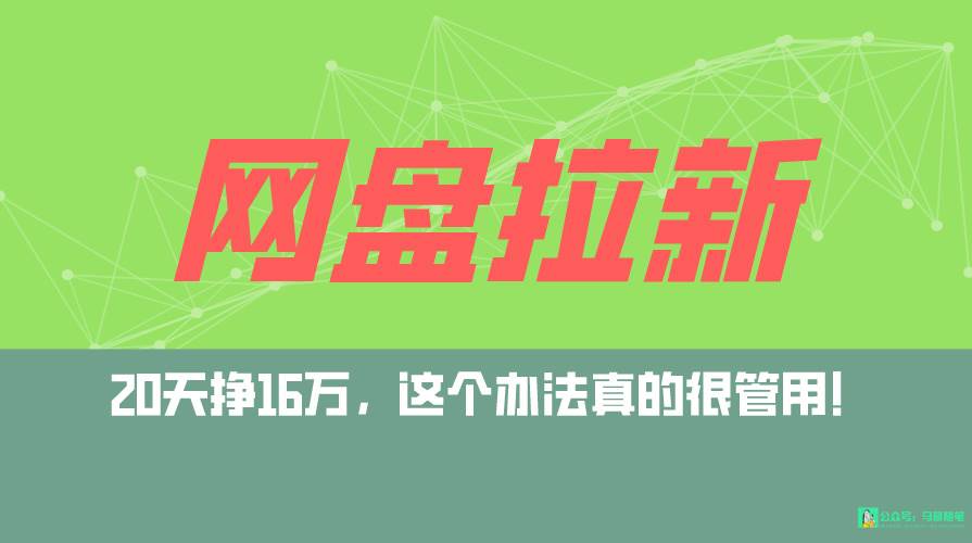 网盘拉新+私域全自动玩法，0粉起号，小白可做，当天见收益，已测单日破5000-副业大全