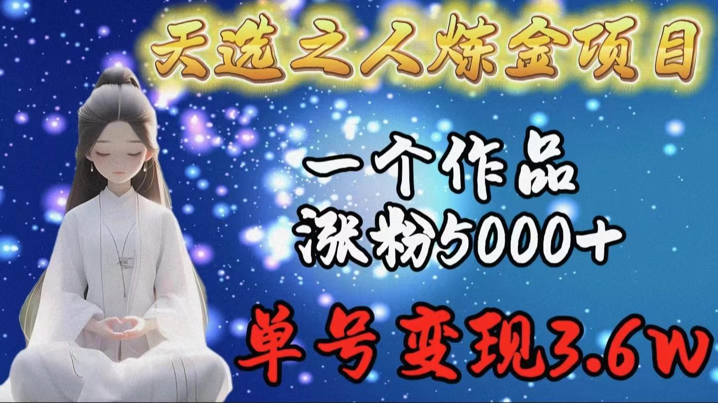 天选之人炼金项目，一个作品涨粉5000+，单号变现3.6w-副业大全