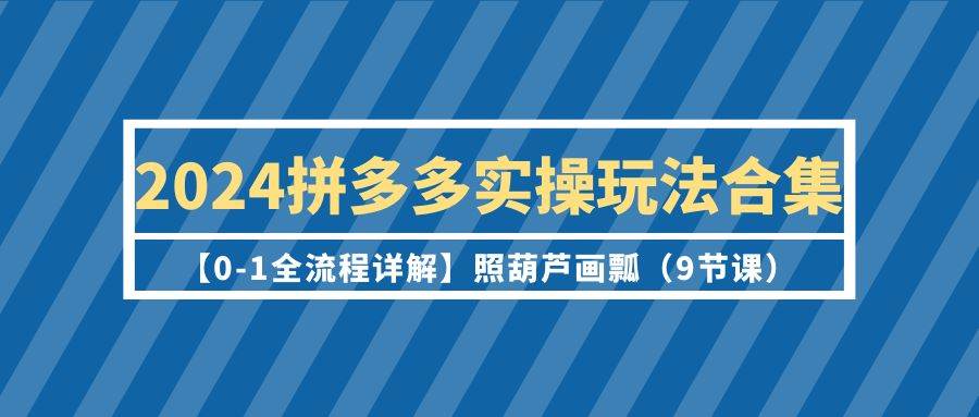 2024拼多多实操玩法合集【0-1全流程详解】照葫芦画瓢（9节课）-副业大全