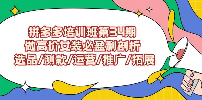 拼多多培训班第34期：做高价女装必盈利剖析  选品/测款/运营/推广/拓展-副业大全