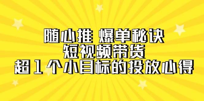 随心推 爆单秘诀，短视频带货-超1个小目标的投放心得（7节视频课）-副业大全