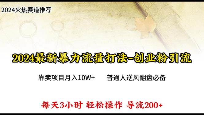 2024年最新暴力流量打法，每日导入300+，靠卖项目月入10W+-副业大全