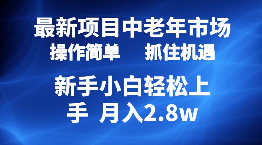 2024最新项目，中老年市场，起号简单，7条作品涨粉4000+，单月变现2.8w-副业大全