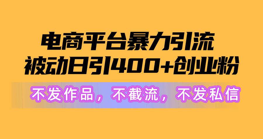 电商平台暴力引流,被动日引400+创业粉不发作品，不截流，不发私信-副业大全
