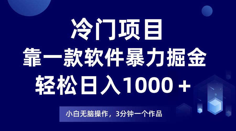 冷门项目，靠一款软件暴力掘金日入1000＋，小白轻松上手第二天见收益-副业大全