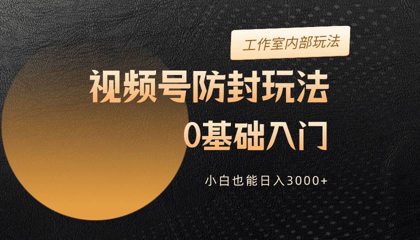 2024视频号升级防封玩法，零基础入门，小白也能日入3000+-副业大全