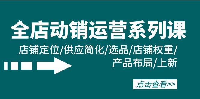 全店·动销运营系列课：店铺定位/供应简化/选品/店铺权重/产品布局/上新-副业大全