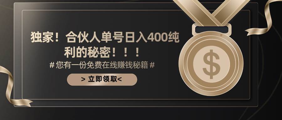 合伙人广告撸金最新玩法，每天单号400纯利-副业大全
