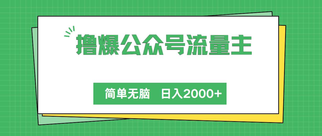 撸爆公众号流量主，简单无脑，单日变现2000+-副业大全