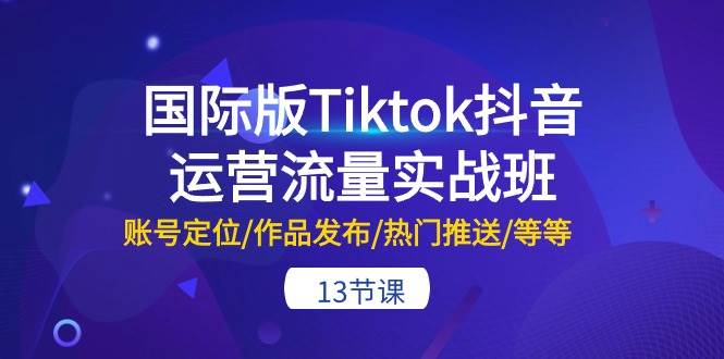 国际版Tiktok抖音运营流量实战班：账号定位/作品发布/热门推送/等等-13节-副业大全