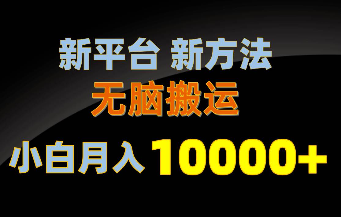新平台新方法，无脑搬运，月赚10000+，小白轻松上手不动脑-副业大全