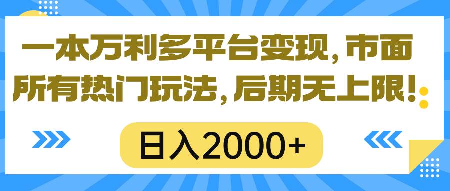 一本万利多平台变现，市面所有热门玩法，日入2000+，后期无上限！-副业大全