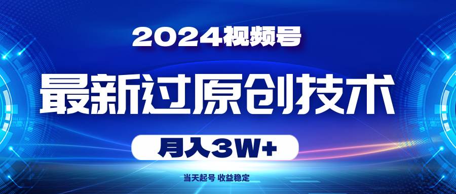 2024视频号最新过原创技术，当天起号，收益稳定，月入3W+-副业大全