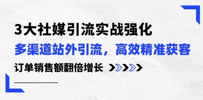 3大社媒引流实操强化，多渠道站外引流/高效精准获客/订单销售额翻倍增长-副业大全