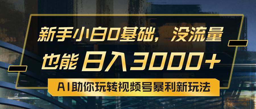 小白0基础，没流量也能日入3000+：AI助你玩转视频号暴利新玩法-副业大全