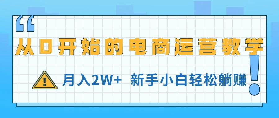 从0开始的电商运营教学，月入2W+，新手小白轻松躺赚-副业大全