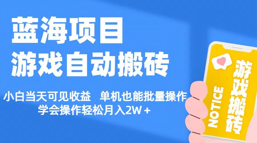 【蓝海项目】游戏自动搬砖 小白当天可见收益 单机也能批量操作 学会操…-副业大全