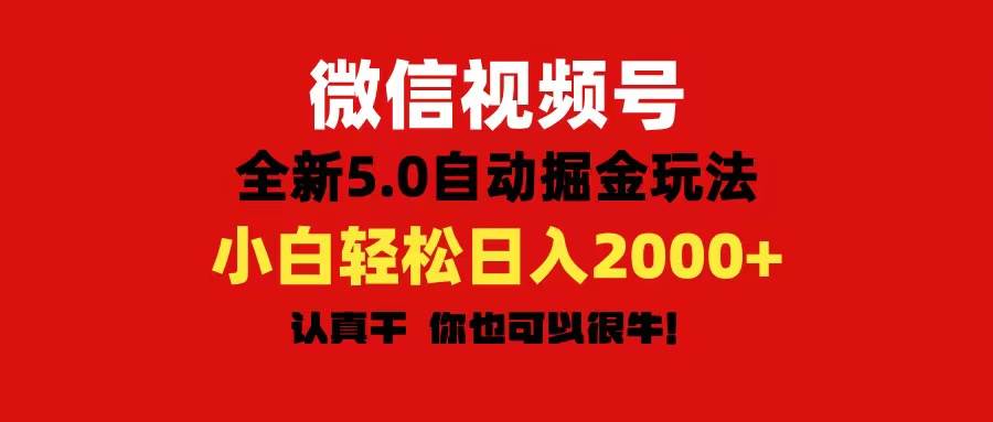 微信视频号变现，5.0全新自动掘金玩法，日入利润2000+有手就行-副业大全